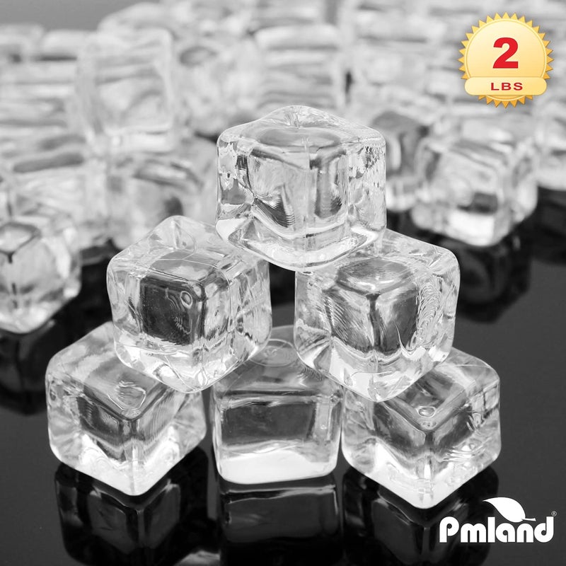 PMLAND كيس مكعبات ثلج أكريليك مربع الشكل 2 رطل، ل props التصوير، تزيين طاولة المطبخ، عرض، حشو مزهرية، لعبة - شفاف كريستالي - Image 3
